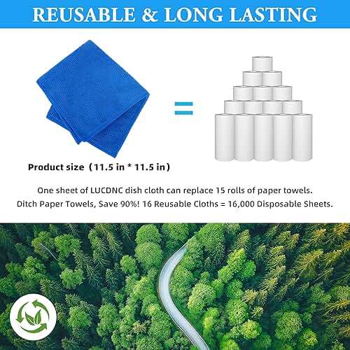 lucdnc Microfiber Cleaning Cloths 16 Pack 8 Color Cleaning Rags for Housekeeping Home Kitchen Bathroom Car,11.5"X11.5" Soft Lint Free Wet and Dry Use Dusting Cleaning Supplies Towels - Image 5