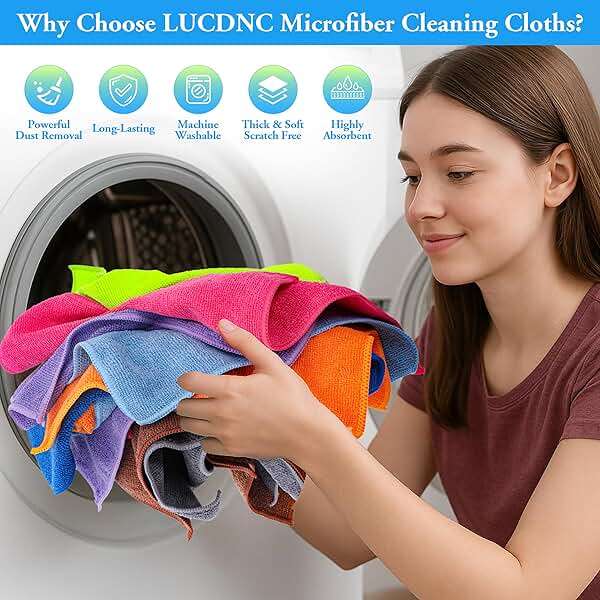 lucdnc Microfiber Cleaning Cloths 16 Pack 8 Color Cleaning Rags for Housekeeping Home Kitchen Bathroom Car,11.5"X11.5" Soft Lint Free Wet and Dry Use Dusting Cleaning Supplies Towels - Image 6