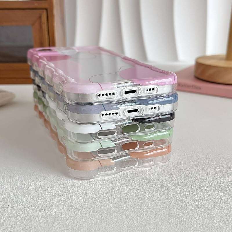 DEFBSC for iPhone 17e/iPhone 16e Case,Cute Clear Wavy Art Design Aesthetic Pattern Phone Case for Women Girls,Wave Frame Durable Protective Cover Full Camera Protection Bumper for iPhone 17e/16e,Green - Image 3