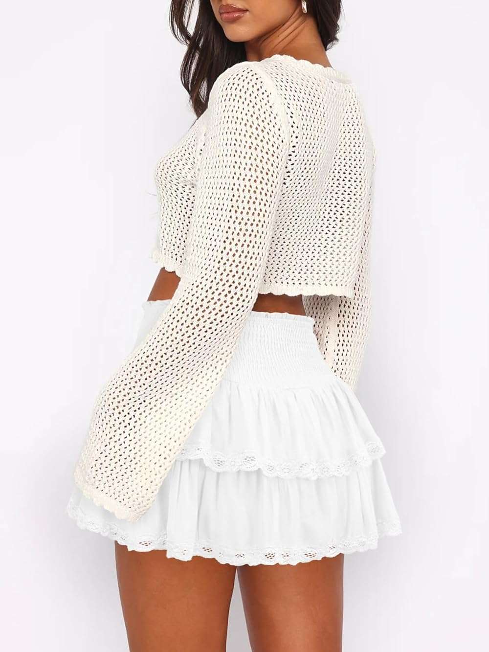 Pungdra Womens Casual Ruffle Mini Skirt Athletic Golf Tennis Skort Boho Tiered High Waist Layered Ruffle Flowy Short Skirts - Image 2