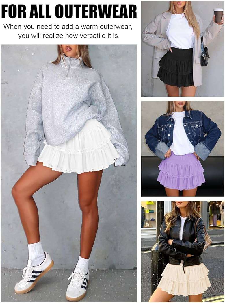 Pungdra Womens Casual Ruffle Mini Skirt Athletic Golf Tennis Skort Boho Tiered High Waist Layered Ruffle Flowy Short Skirts - Image 6
