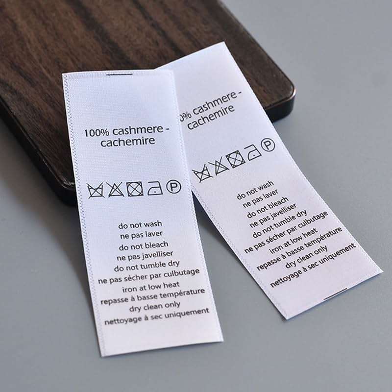Lsoiapk 50Pcs Custom Clothing Care Labels, Personalized Washing Care Instructions Satin Fabric Tags, Machine Wash Cold Sewing Labels for Garment, Quilt, Textiles (1.5"x3" (4x8cm)) - Image 3