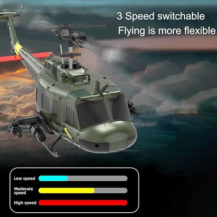 YOMTDIY UH-1 Huey Remote Control Helicopters RC Aircraft for Adults, RC ERA C032 1/48 Scale 6CH 2.4G Gyro Stabilized Aircraft with Fly Upside Down 3D Rolling -RTF / 1 Battery - Image 4