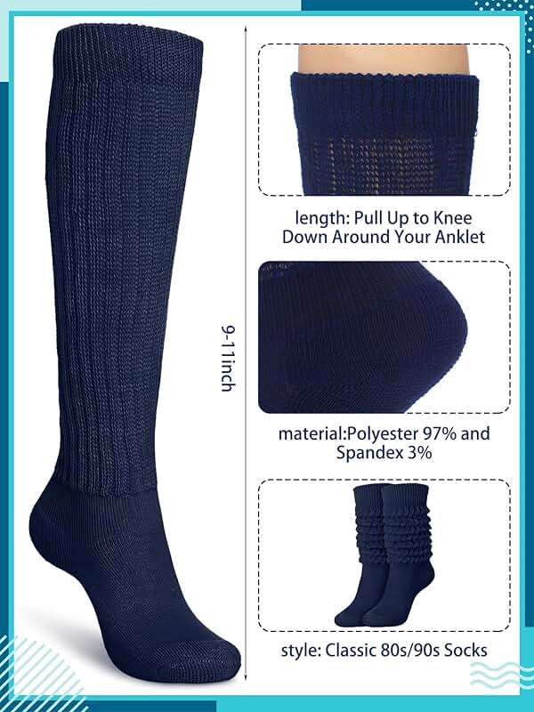 Glitopper Slouch Slouchy Socks Pack Knee High Scrunch 80s 90s Stacked Boot Socks - Image 2