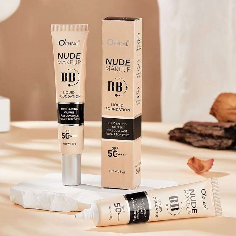 O'CHEAL BB Cream with SPF 50+ | Full Coverage Tinted Moisturizer with Buildable Concealer Powder Foundation, Oil-Free, Hydrating & Matte Finish | Vegan, Cruelty-Free, for All Skin Types(Natural) - Image 6