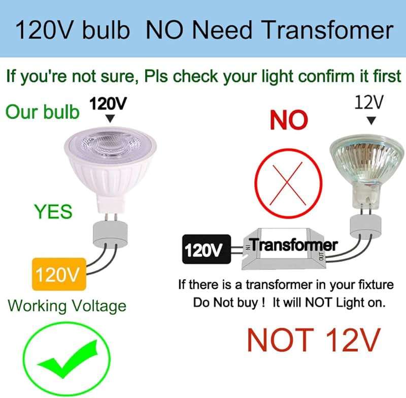 ukzboss Mr16 led Bulb 120V Dimmable 5w 2700K Warm White 38 Degree gu5.3 spot Light Bulb 40w 50W Halogen Replacement for mr16 Tracking Light lanscape Lighting (2700K Warm White, 4pcs Bulbs) - Image 4
