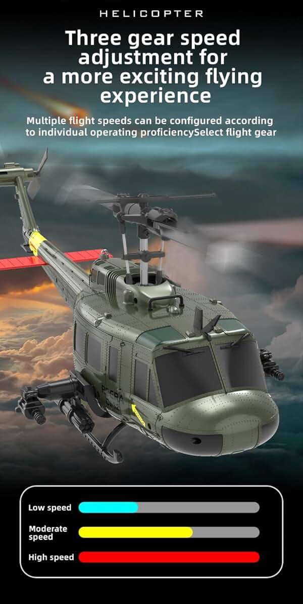 ROUASD RC ERA C032 UH-1 Huey RC Helicopters for Adults Beginners, 1/48 Scale 6CH 2.4G 6-Axis Gyro Remote Control Stabilized Aircraft with 3D Rolling & Altitude Hold (RTF / 1 Battery) - Image 5