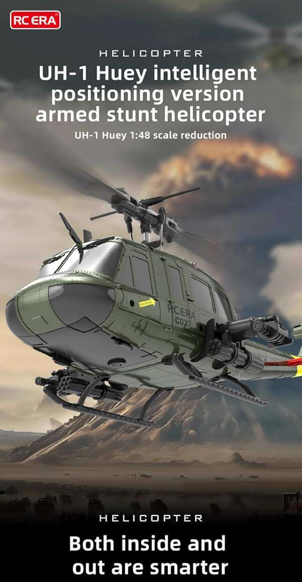 ROUASD RC ERA C032 UH-1 Huey RC Helicopters for Adults Beginners, 1/48 Scale 6CH 2.4G 6-Axis Gyro Remote Control Stabilized Aircraft with 3D Rolling & Altitude Hold (RTF / 1 Battery) - Image 6