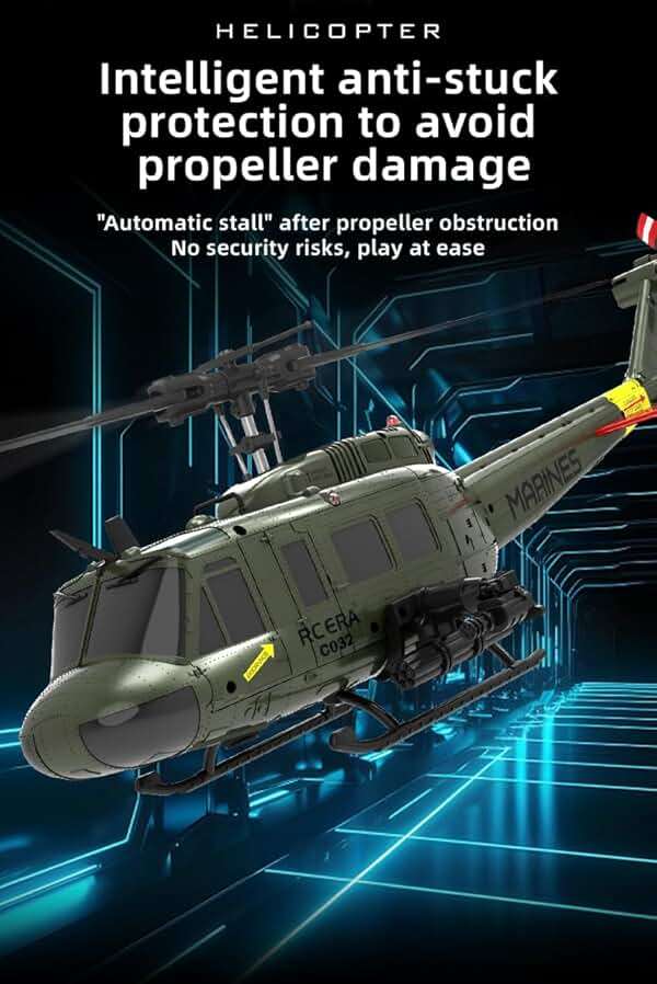 ROUASD RC ERA C032 UH-1 Huey RC Helicopters for Adults Beginners, 1/48 Scale 6CH 2.4G 6-Axis Gyro Remote Control Stabilized Aircraft with 3D Rolling & Altitude Hold (RTF / 1 Battery) - Image 8