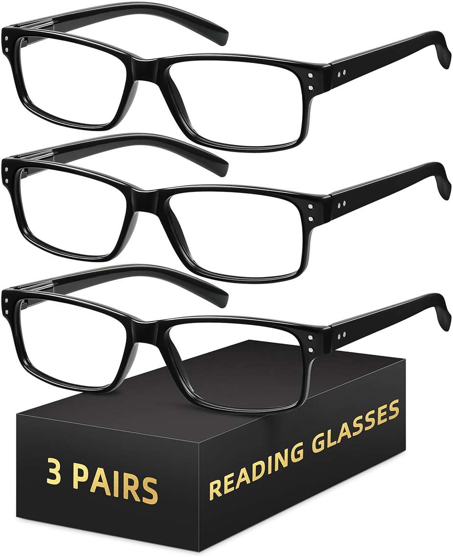 resjok 3Pairs Reading Glasses Men - Blue Light Blocking with Spring Hinge Square Readers for Men Women Anti Eyestrain - Image 1