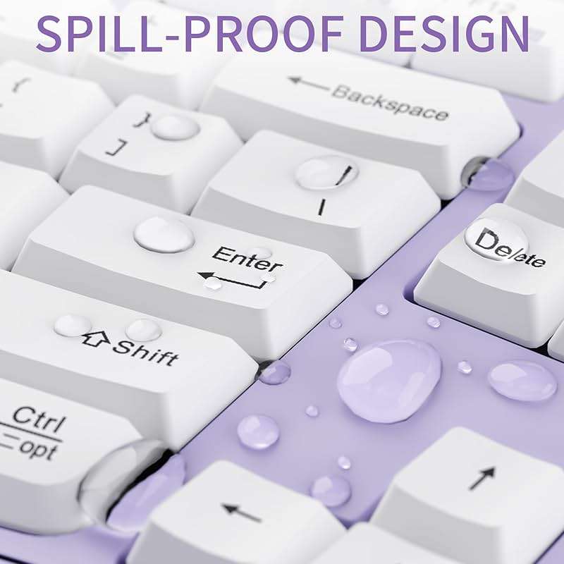Ergonomic Wireless Keyboard and Mouse Combo, Wave Keys Keyboard with Wrist Rest for Natural Typing, 3 DPI Adjustable Ergonomic Silent Mouse for Computer/Laptop/Windows/Mac (Purple) - Image 5