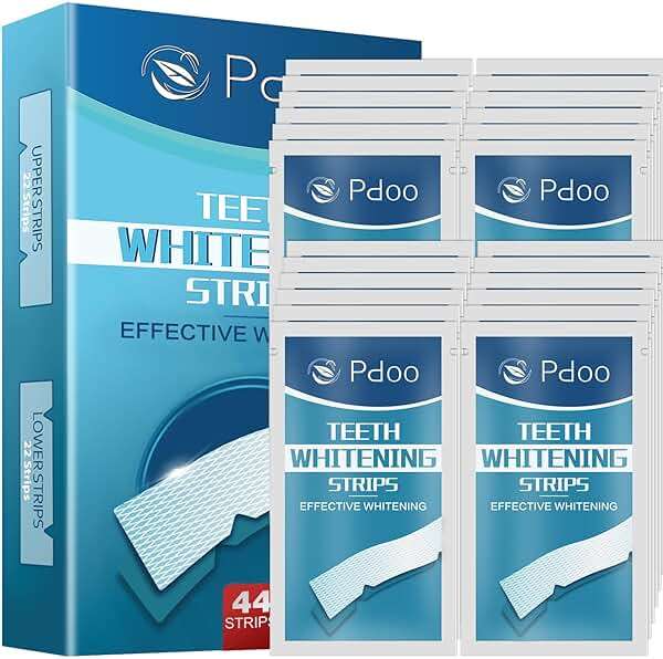 Teeth Whitening Strip 22 Treatments - Whitening Strips for Sensitive People, Fast Remove Smoking, Coffee, Wine Stains, Teeth Brightening Kit Pack of 44 Non-Slip Strips - Image 1