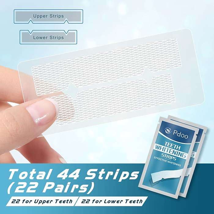 Teeth Whitening Strip 22 Treatments - Whitening Strips for Sensitive People, Fast Remove Smoking, Coffee, Wine Stains, Teeth Brightening Kit Pack of 44 Non-Slip Strips - Image 2