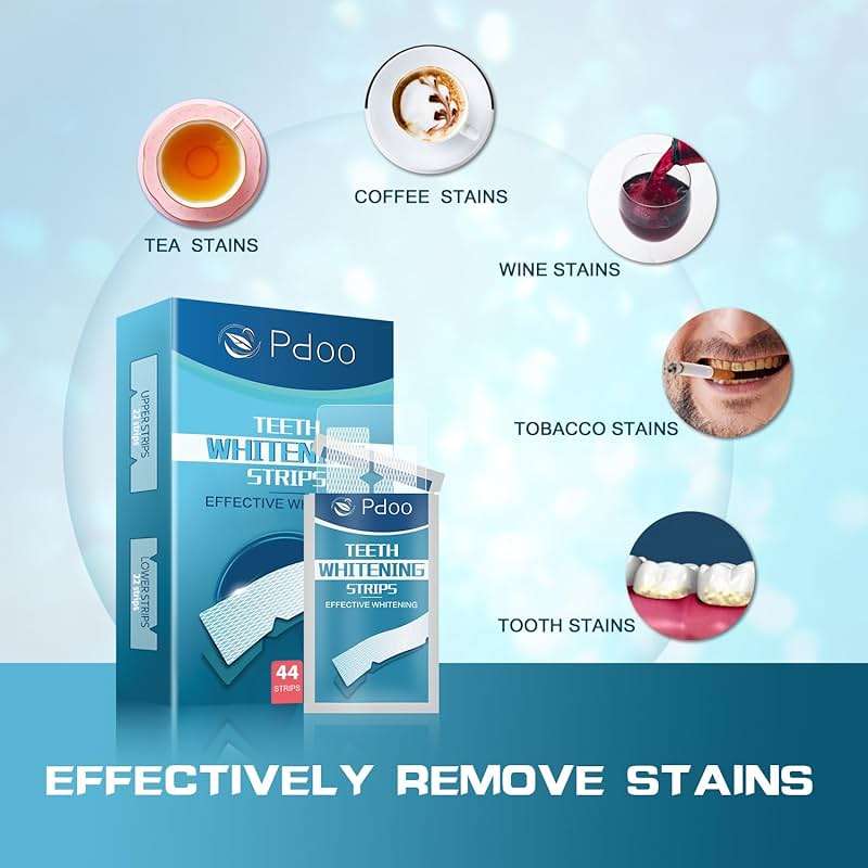 Teeth Whitening Strip 22 Treatments - Whitening Strips for Sensitive People, Fast Remove Smoking, Coffee, Wine Stains, Teeth Brightening Kit Pack of 44 Non-Slip Strips - Image 3