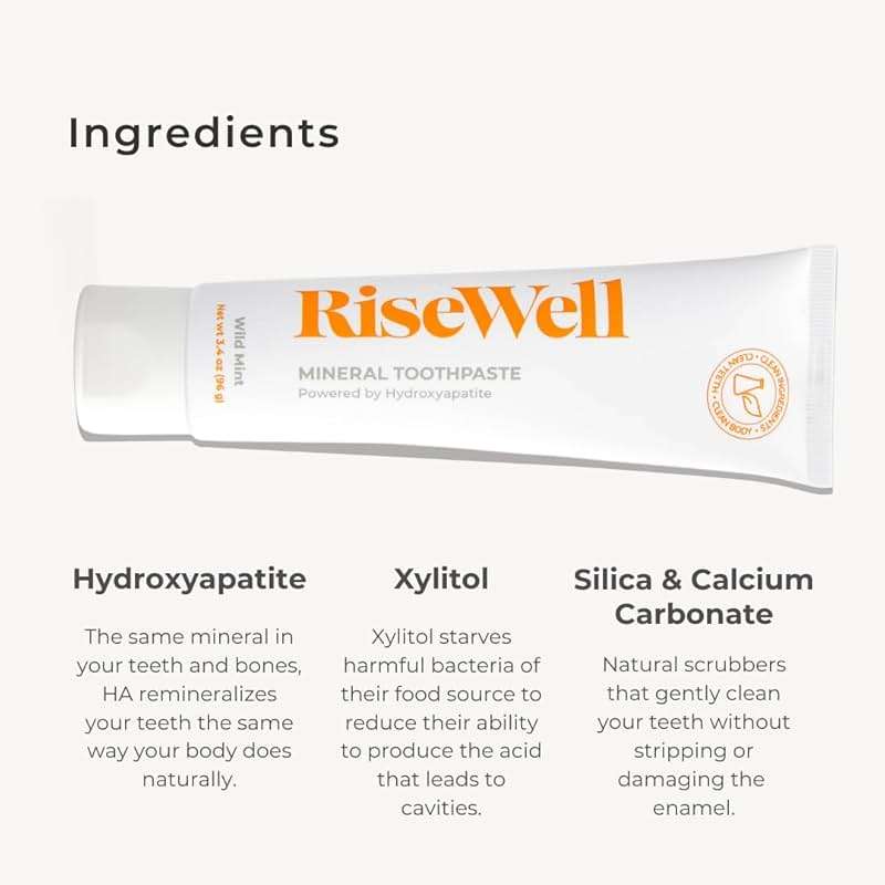 RiseWell Mineral Toothpaste - All Natural Toothpaste with Hydroxyapatite - Made in the USA, Natural SLS-Free Toothpastes - for a Stronger and Healthier Teeth, Wild Mint, 3.4 Oz - Image 3