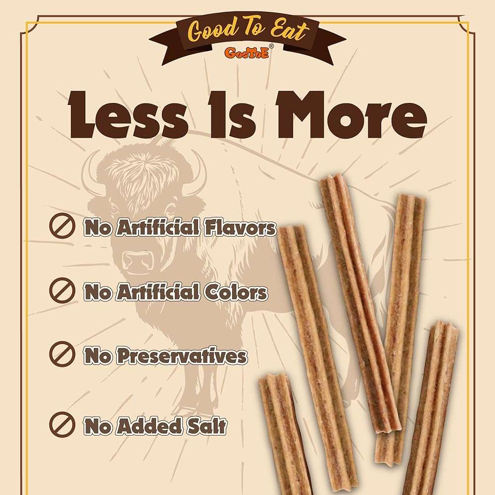 Gootoe Buffalo Dog Treats, Natural Low-Fat Chews for Training & Rewards, Limited Ingredient, Puppy Treats for Medium Dogs, Buffalo Bites Stick (Large), 1.5 lb - Image 4