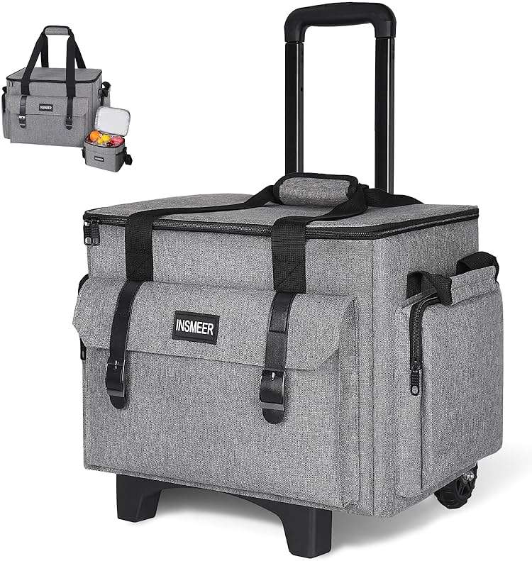 INSMEER Rolling Teacher Bag with Wheels,Wheeled Teacher Tote Bag with Insulated Lunch Bag,with Padded Laptop Compartment - Image 1