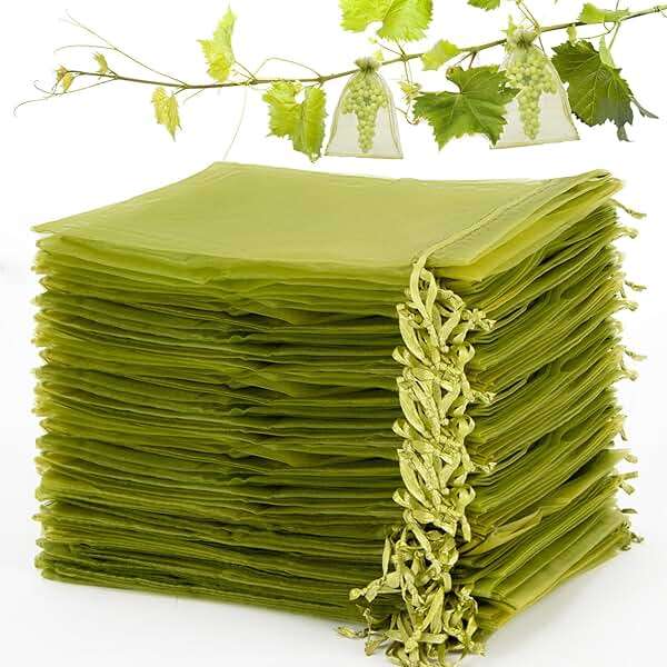 Sukh 100PCS Fruit Protection Bags - 6"x8" Fruit Cover for Fruit Tree Netting Fruit Nets to Protect Fruit Mesh Organza Bags Green Net Bags for Fruits & Vegetables - Image 1