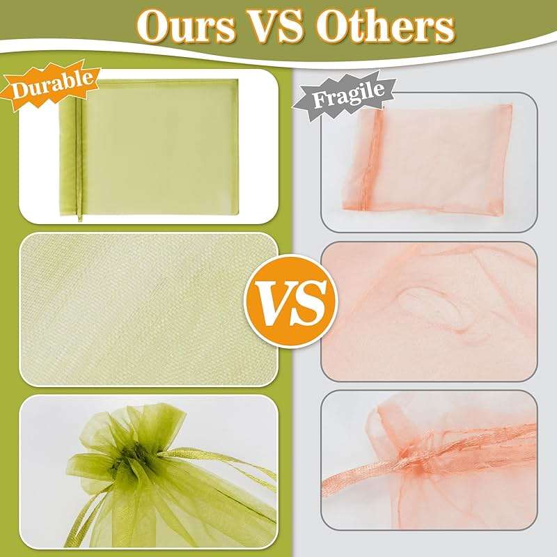 Sukh 100PCS Fruit Protection Bags - 6"x8" Fruit Cover for Fruit Tree Netting Fruit Nets to Protect Fruit Mesh Organza Bags Green Net Bags for Fruits & Vegetables - Image 3