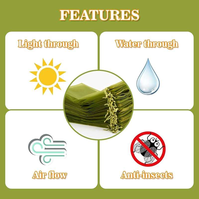Sukh 100PCS Fruit Protection Bags - 6"x8" Fruit Cover for Fruit Tree Netting Fruit Nets to Protect Fruit Mesh Organza Bags Green Net Bags for Fruits & Vegetables - Image 4