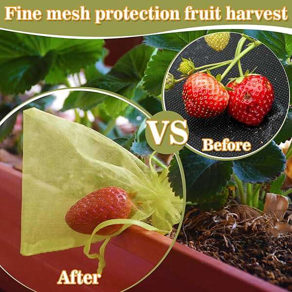 Sukh 100PCS Fruit Protection Bags - 6"x8" Fruit Cover for Fruit Tree Netting Fruit Nets to Protect Fruit Mesh Organza Bags Green Net Bags for Fruits & Vegetables - Image 5