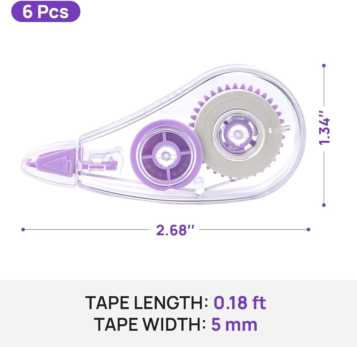JEFURE 6 Pcs Colorful Core Correction Tape, 18.04 Ft White Wrong Out Tear-Resistant Bulk, Instant Corrections Easy To Use Applicator for School, Office, Note Taking, Journal (Tape Width 0.2 in) - Image 3