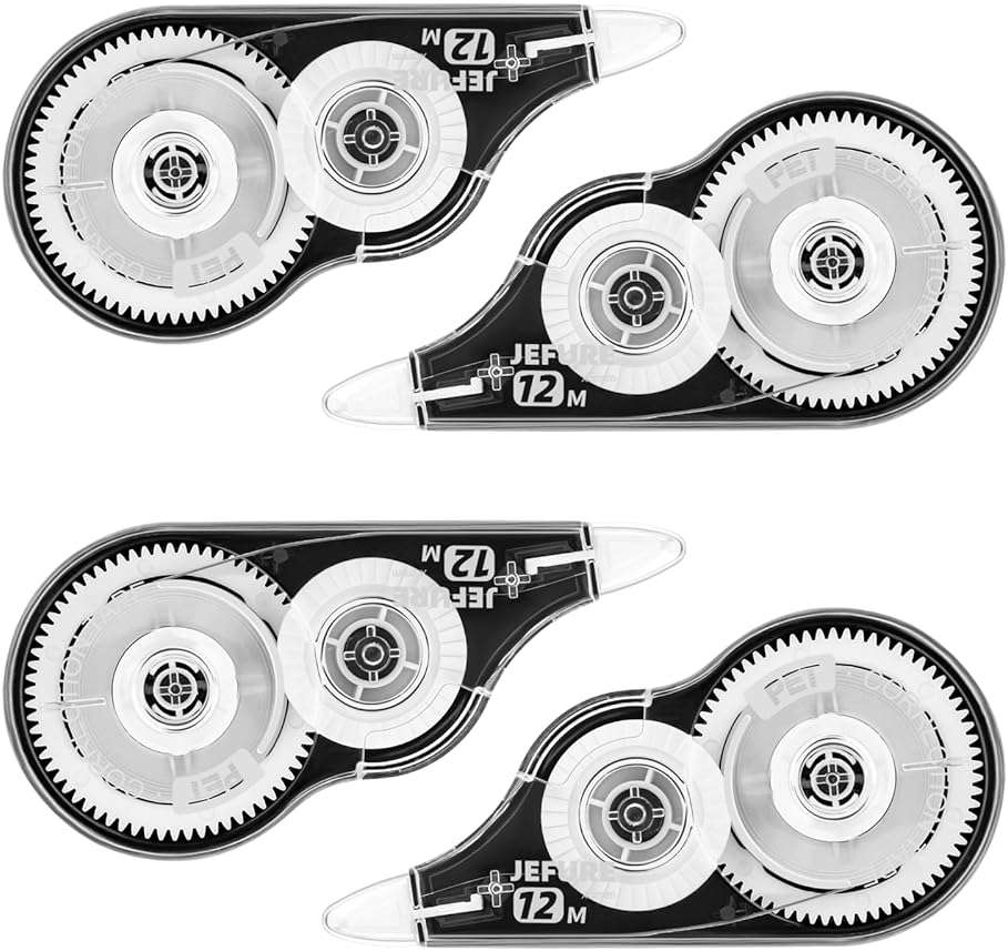 JEFURE 4 Pcs Correction Tape, 39.37 Ft White Wrong Out Tear-Resistant Bulk, Instant Corrections Easy to Use Applicator for School, Office, Note Taking, Journal (Tape Width 0.2 in，Clear) - Image 1
