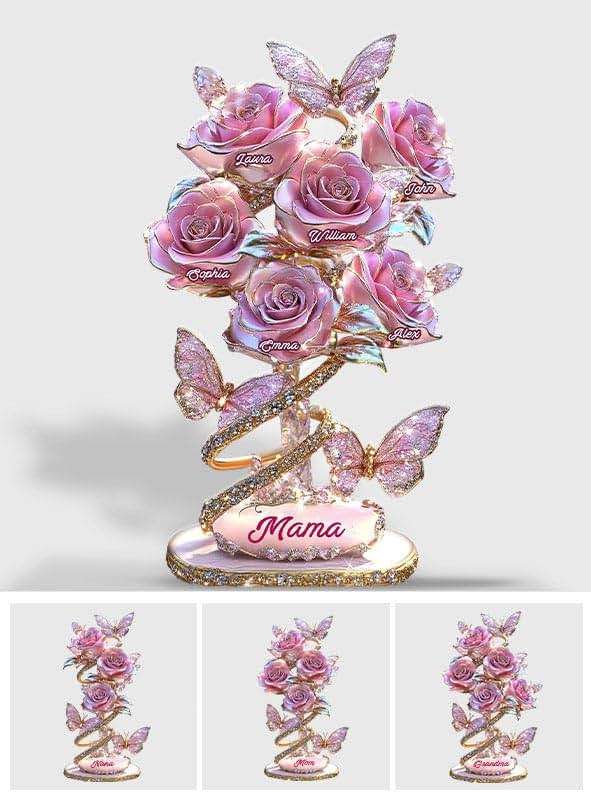 My Garden Gift For Mom, Grandma - Personalized Mother Custom Shaped Acrylic Plaque With Kid's Names Roses & Butterflies Jewelry Style, Mothers Day Gifts From Daughter Son, Mom Gifts From Husband - Image 7