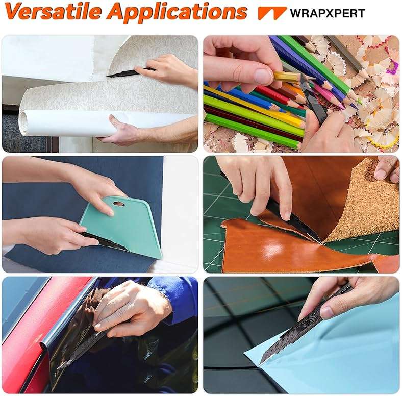 WRAPXPERT Utility Knife Retractable with 30 Degree Snap Off Blade,Box Cutter for Carton,Razor Knife Exacto Craft,3 Pack Retractable Knife for Office,Home Use,with 30 Extra 9mm Blades - Image 7