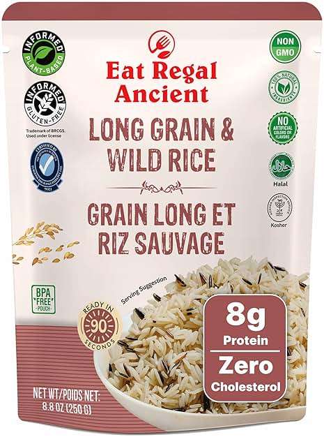 Eat Regal Long Grain & Wild Rice, Nutty & Hearty Blend, Always Fluffy, No Clump & No Kneading, Ready in 1.5 Minutes, 8g Protein, Vegan Gluten-Free Non-GMO, 8.8 oz Pack of 6 - Image 1
