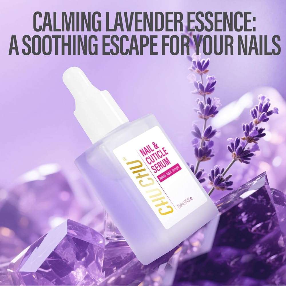 CHUCHU Nail Growth and Strengthener Oil for Cuticle - Repair Moisturizing Treatment - Natural Jojoba Vitamin B & E Nail Oil for Dry Cracked Nails (Lavender 02) - Image 2