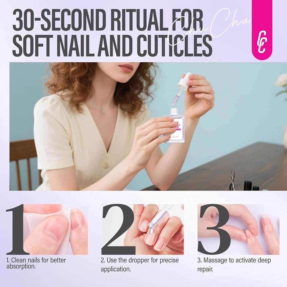 CHUCHU Nail Growth and Strengthener Oil for Cuticle - Repair Moisturizing Treatment - Natural Jojoba Vitamin B & E Nail Oil for Dry Cracked Nails (Lavender 02) - Image 8