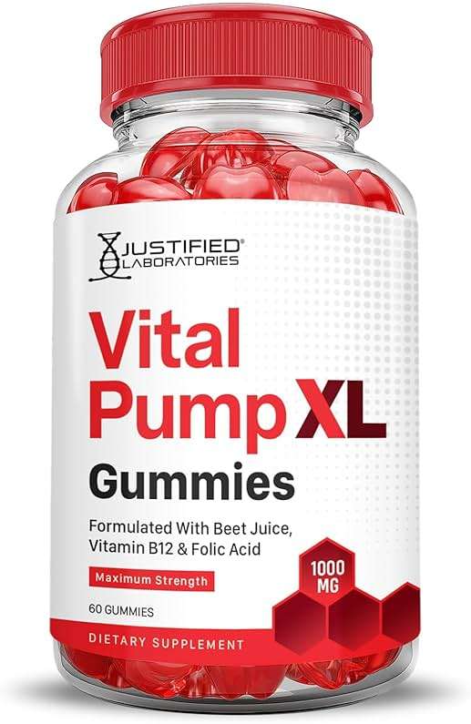 Justified Laboratories Vital Pump XL Performance Gummies 1000MG Advanced Formula Vital PumpXL Formulated with Beet Juice ACV Pomegranate Beet Powder B12 Vegan Non GMO 60 Gummys - Image 4