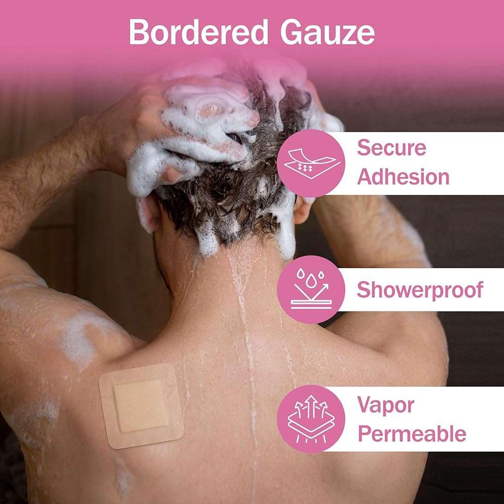 Bordered Silicone Foam Bandages - 10 3x3 Sterile Silicone Foam Dressings for Wound Care, & Dressings - Absorbent Bed Sore Protectors - Good for Sensitive Skin - Image 5