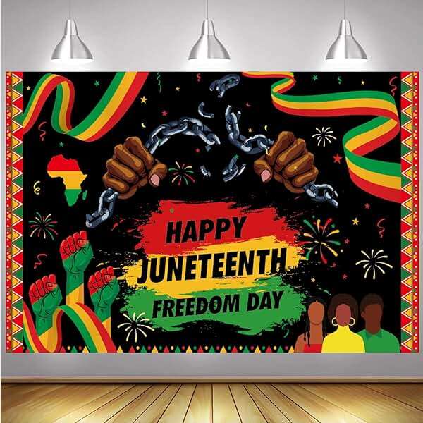 LOONELO Happy Juneteenth Backdrop Banner 1865 June Nineteenth Freedom Day Party Decoration 70.8x43.3 Inch, June 19th Independence Day Photo Booth Props for African American Home Office Party Supplies - Image 3