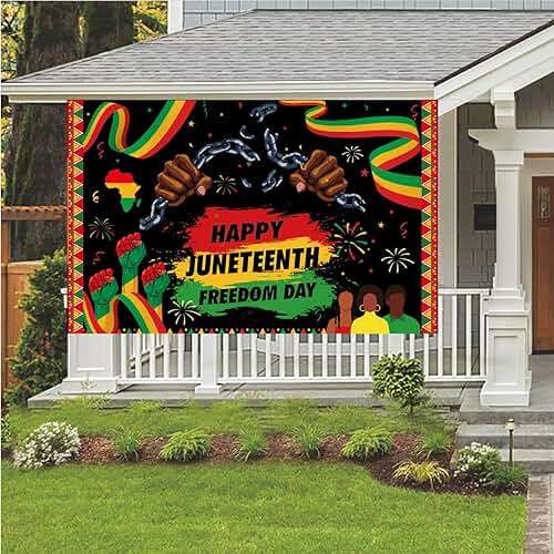 LOONELO Happy Juneteenth Backdrop Banner 1865 June Nineteenth Freedom Day Party Decoration 70.8x43.3 Inch, June 19th Independence Day Photo Booth Props for African American Home Office Party Supplies - Image 4