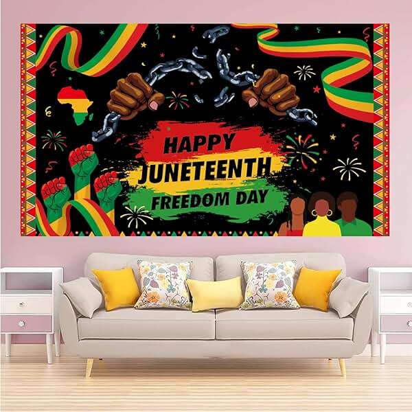 LOONELO Happy Juneteenth Backdrop Banner 1865 June Nineteenth Freedom Day Party Decoration 70.8x43.3 Inch, June 19th Independence Day Photo Booth Props for African American Home Office Party Supplies - Image 5