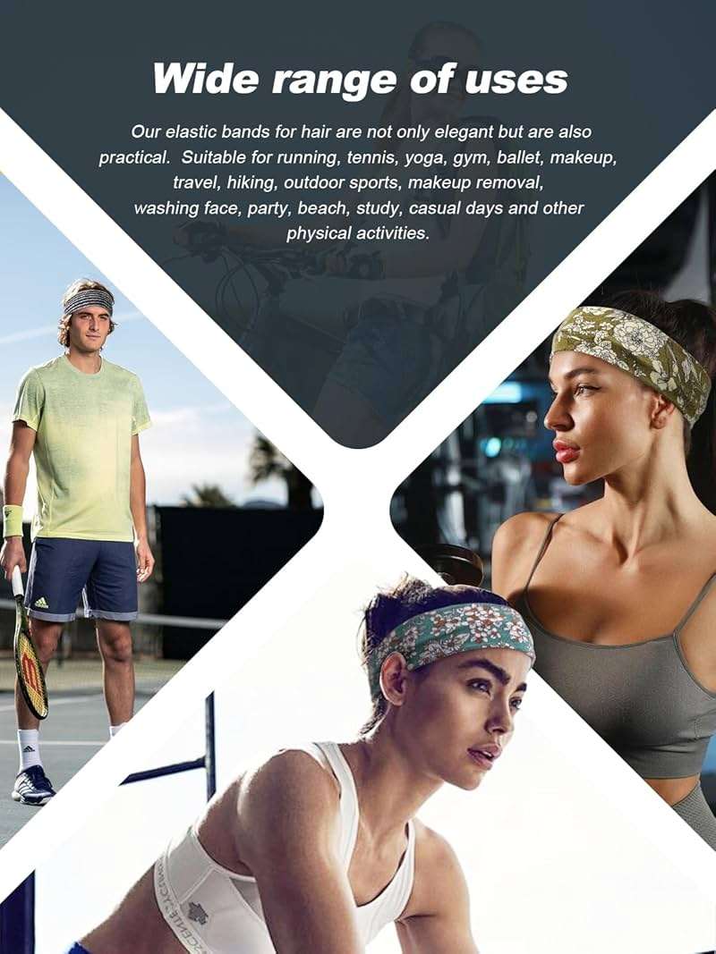 AQOKKA Sports Headbands for Women Non Slip Elastic Fashion Hair Bands for Women's Hair Soft Cloth Stretchy Hair Accessories for Exercise Workout Yoga Running - Image 4