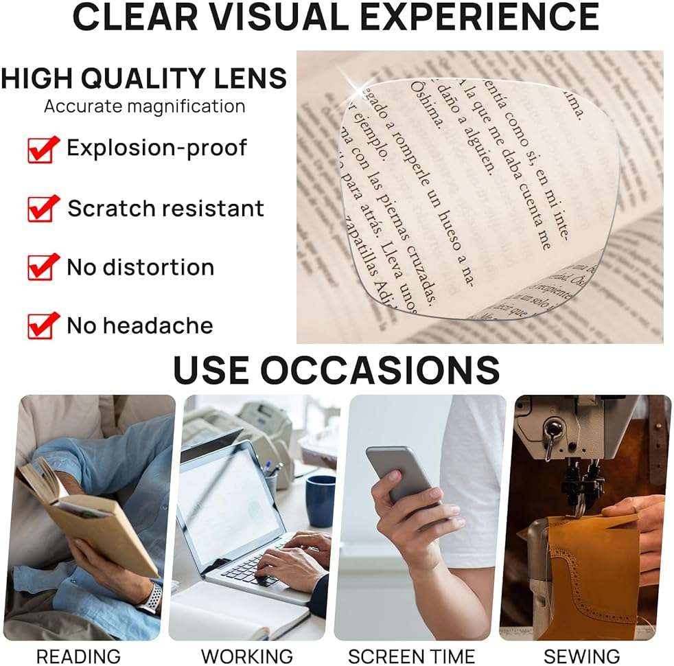 OCCI CHIARI Large Reading Glasses for Men Designer Thick Square Readers 1.0 1.25 1.50 1.75 2.0 2.25 2.50 2.75 3.0 3.5 4.0 - Image 3