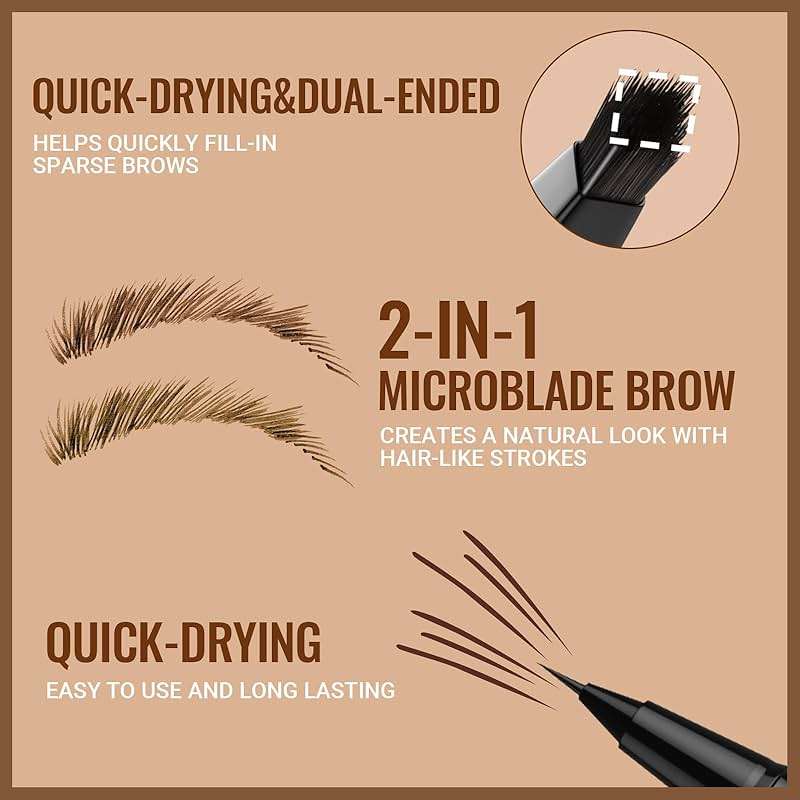 iMethod Eyebrow Pen - Eyebrow Pencil,2-in-1 Eyeliner Dual-Ended Brush-Tip Microblading 4d Eyebrow Pencils for women,Long Lasting Waterproof Hair-Like Brow Pencil,with Eyebrow Brush,DarkBrown - Image 2