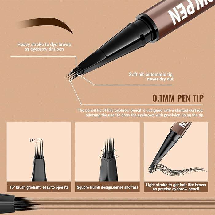 iMethod Eyebrow Pen - Eyebrow Pencil,2-in-1 Eyeliner Dual-Ended Brush-Tip Microblading 4d Eyebrow Pencils for women,Long Lasting Waterproof Hair-Like Brow Pencil,with Eyebrow Brush,DarkBrown - Image 3