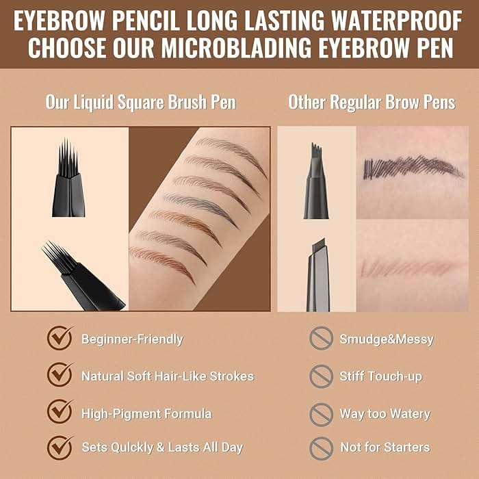 iMethod Eyebrow Pen - Eyebrow Pencil,2-in-1 Eyeliner Dual-Ended Brush-Tip Microblading 4d Eyebrow Pencils for women,Long Lasting Waterproof Hair-Like Brow Pencil,with Eyebrow Brush,DarkBrown - Image 4