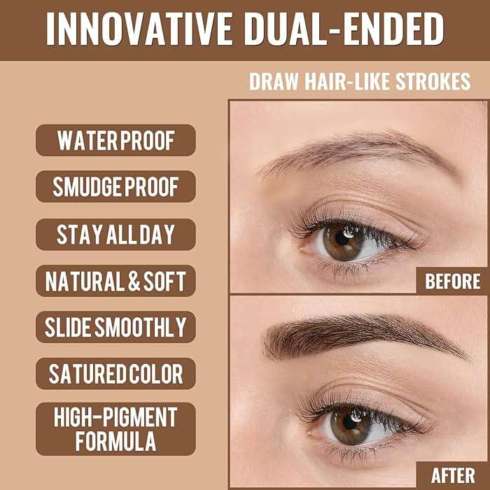 iMethod Eyebrow Pen - Eyebrow Pencil,2-in-1 Eyeliner Dual-Ended Brush-Tip Microblading 4d Eyebrow Pencils for women,Long Lasting Waterproof Hair-Like Brow Pencil,with Eyebrow Brush,DarkBrown - Image 7
