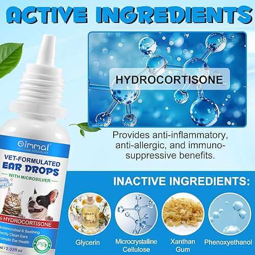 bnHUlMXw Ear Infection Treatment Drops for Dogs and Cats,with 1% Hydrocortisone Soothing Dog Yeast Infection, Itchy Ear Relief-Treats Ear Infections for Dogs & Cats - 2 fl oz - Image 5