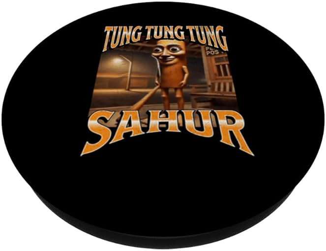 Tung Tung Sahur Funny Italian Brainrot Meme Graphic PopSockets Adhesive PopGrip - Image 2