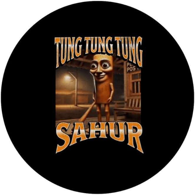 Tung Tung Sahur Funny Italian Brainrot Meme Graphic PopSockets Adhesive PopGrip - Image 3