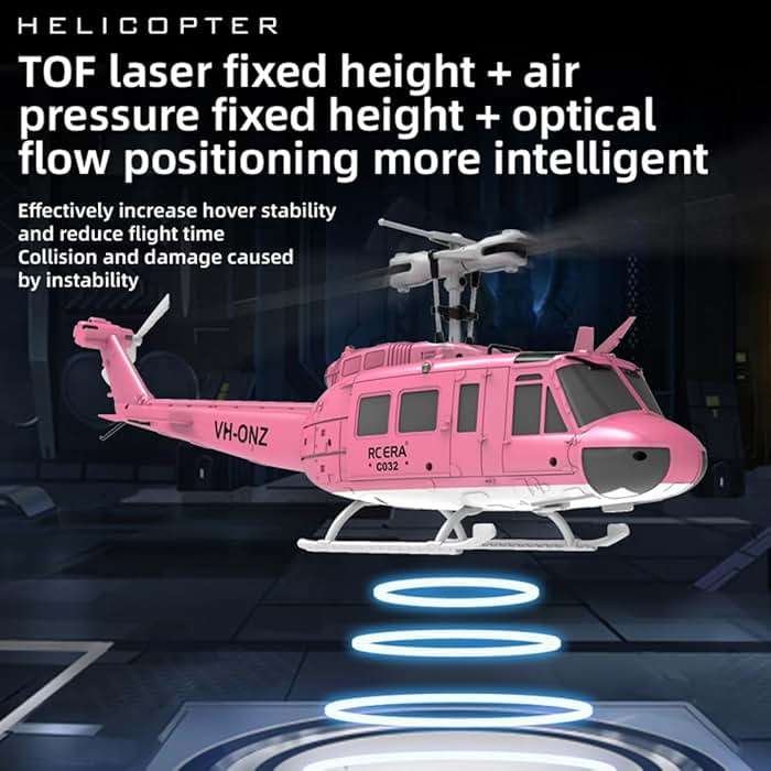 Tiodei RC ERA C032 UH-1 Huey 6CH Helicopter for Adults, 1/48 Scale RC Helicopter Brushless with 6-Axis Gyroscope Stabilization, with Altitude Hold & 3D Inverted Flight（Green 2 Battery） - Image 3