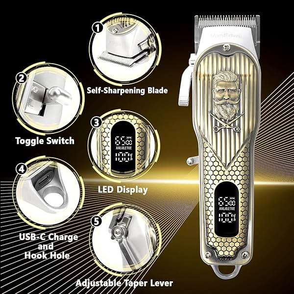 VanEdwinPRO Professional Hair Clippers with Extra Heavy Duty Cutting Performance, Professional Barber Clippers, Metal Housing Corded/Cordless Mens Hair Clippers and Hair Trimmer - Image 7