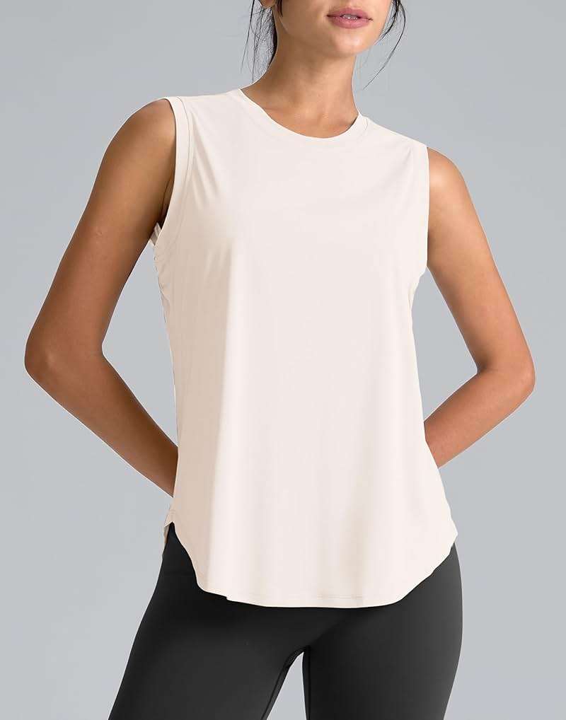 SANTINY Women's Sleeveless Workout Tops Breathable Lightweight Active Tennis Yoga Shirts Athletic Running Tank Tops for Women - Image 2