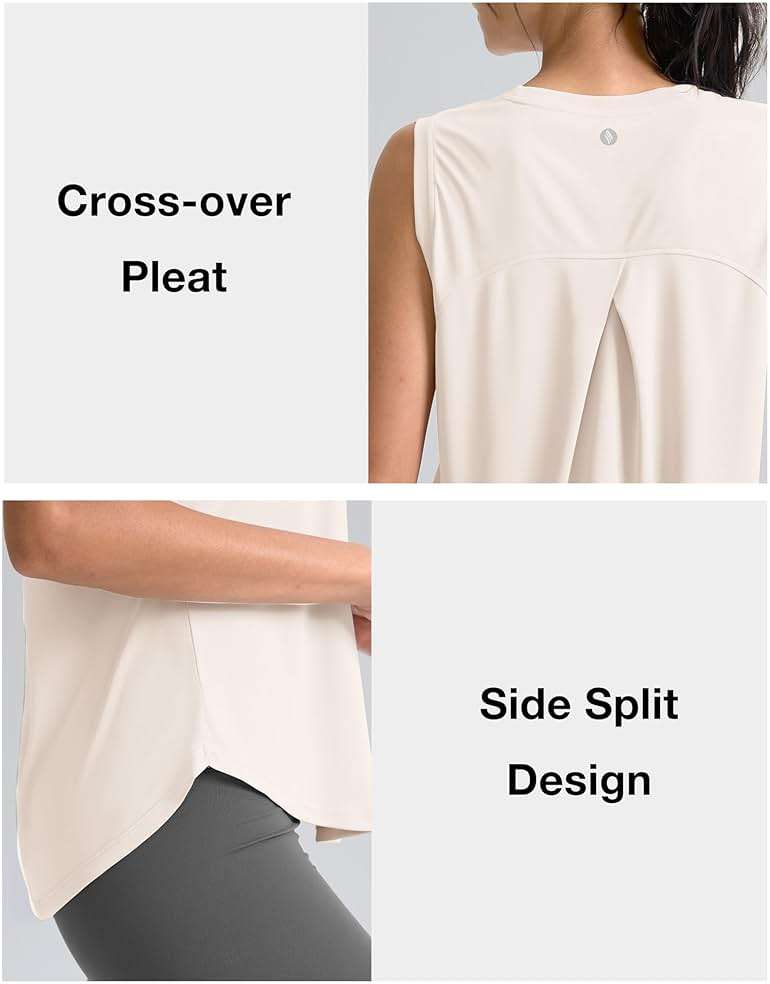SANTINY Women's Sleeveless Workout Tops Breathable Lightweight Active Tennis Yoga Shirts Athletic Running Tank Tops for Women - Image 4